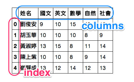 DataFrame 的結構